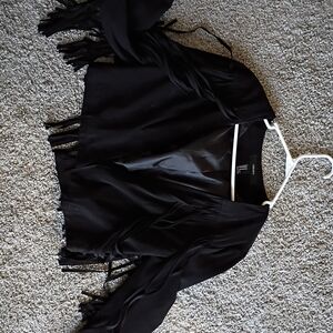 Black Fringe Forever 21 Faux Suede Jacket